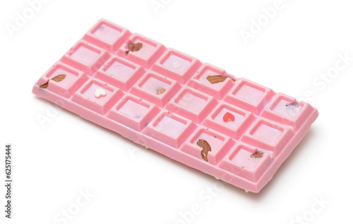 Pink craft chocolate bar with nuts