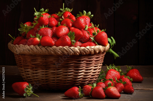 Wicker basket full of strawberries