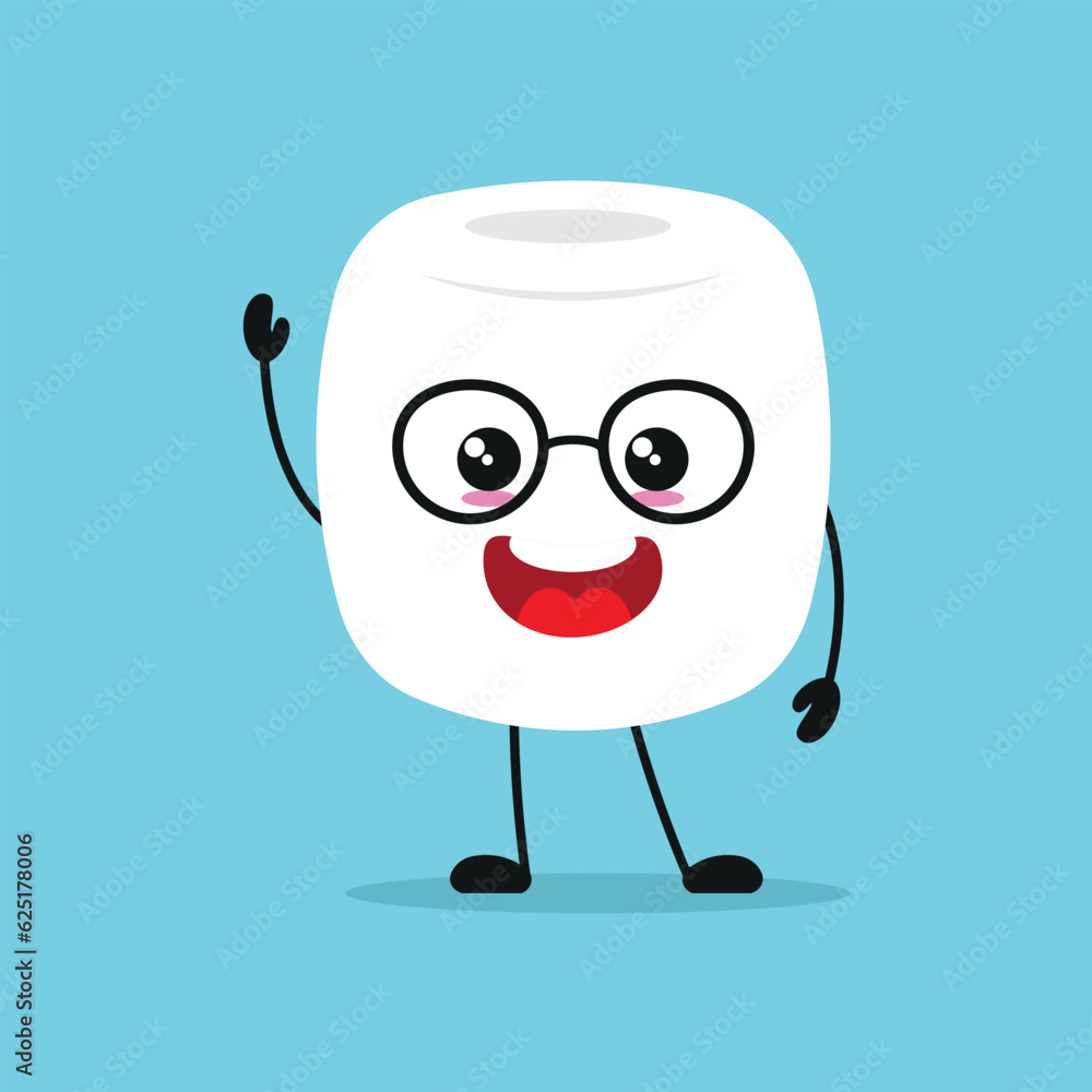 Mallow Smiley Cute happy marshmallow character. Smiling and greet marshmallow cartoon ...