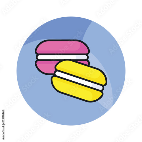 Check this beautiful macaron cake icon in modern editable style
