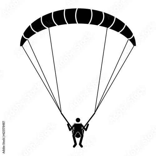 silhouette icon of a person doing paragliding