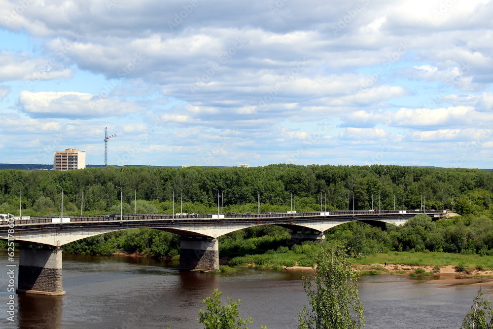 Summer landscape with a bridge over the river. Summer landscape with a bridge over the river.