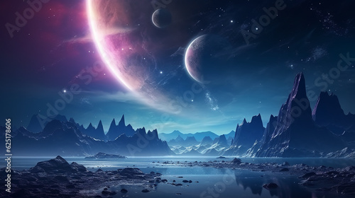 fantastic space sky, planets, unearthly landscape © Amir