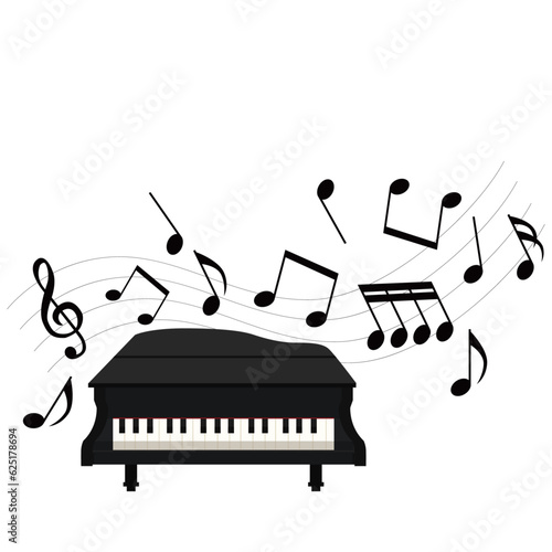 ピアノと音符のイラスト素材　ベクター
