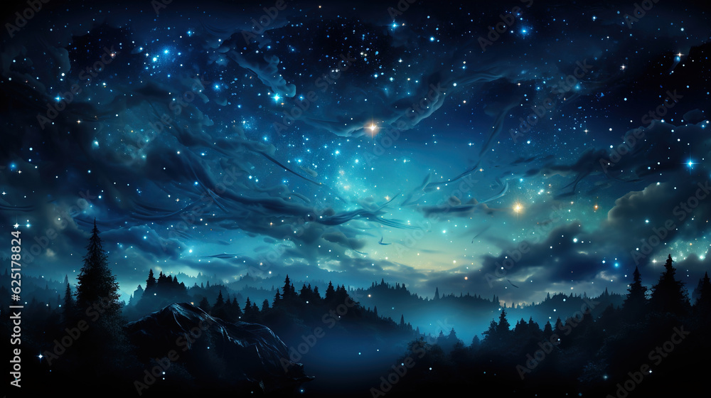 The sky has stars at night among the stars and the Milky Way galaxy.