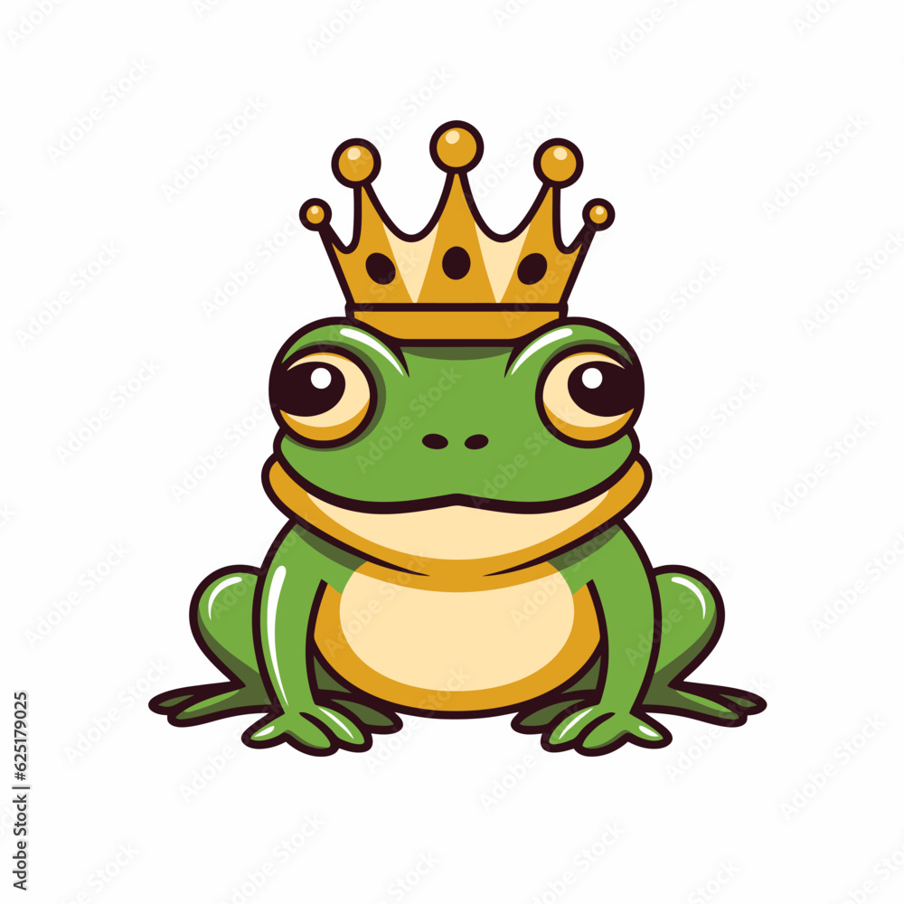 Fototapeta premium Green frog with a crown