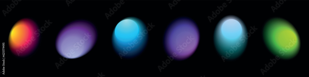 Abstract gradient background with round shapes, neon blue. Fluid and ...