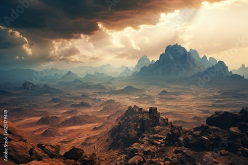 Desert landscape towards Canaan the way to Promised Land crossing of the people of Israel Generative AI Illustration