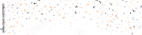 Halloween, birthday and graduation decorations with confetti and ribbons. Black, orange, white and purple. Isolated vector illustrations on white background.