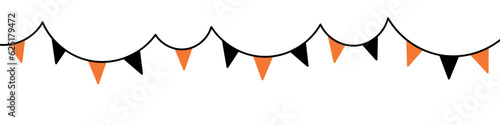 Pennant Garland for Halloween. Helloween bunting party. Carnival banner chain for a festive atmosphere. Isolated vector illustrations on a white background.