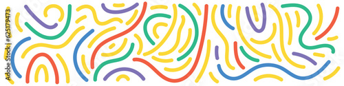 Squiggle pattern memphis. Abstract line and shapes. Fun and colorful children's party pattern. Isolated vector illustrations on white background.