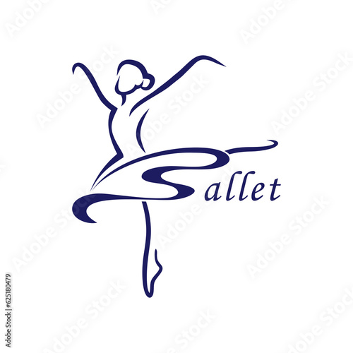 illustration of a logo depicting a ballet person, as well as a skirt forming the letter "B"