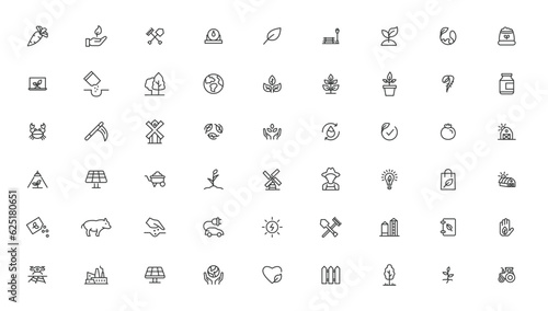 Agriculture icon set. Ecology line icons set.