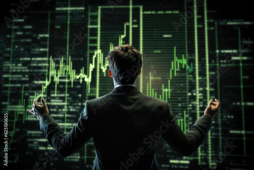 Happy Businessman Celebrating with Green Stock Market Chart © Exotic Escape