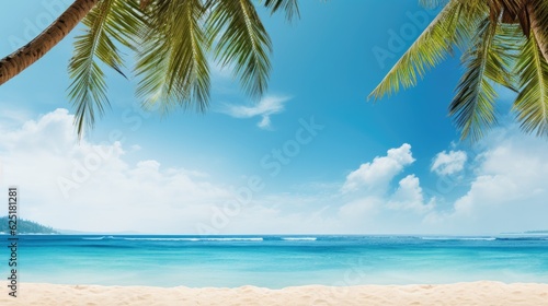Beach Sea Coconut Trees Banner with Copy Space © Exotic Escape