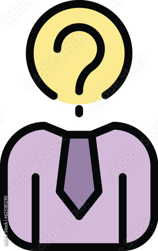 Manager question icon outline vector. Person business. Mark people color flat