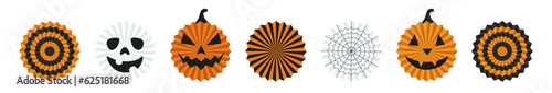 Halloween paper fans decoration. Vector and PNG on transparent background.