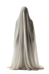 People disguised in a ghost for halloween isolated on transparent background (PNG)