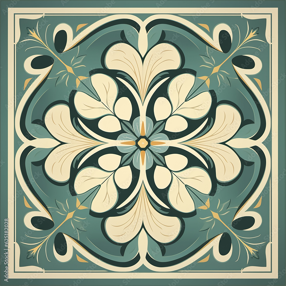 Geometric pattern with the floral pattern tile flower reading flower pattern design with generative AI technology
