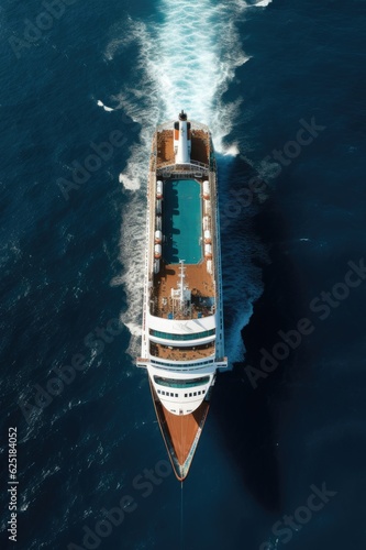 Cruise ship over the ocean, AI generated Image