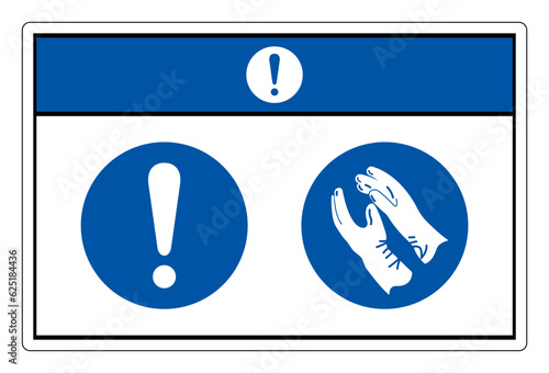 Notice Wear Rubber Gloves Symbol Sign, Vector Illustration, Isolate On White Background Label .EPS10