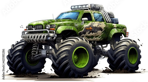 Cartoon monster truck, AI generated Image