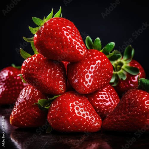 Wallpaper Mural Red ripe strawberries background. Close up, top view.  Generative AI. Torontodigital.ca