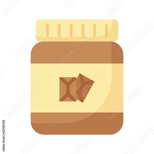 Chocolate spread jar icon isolated on white background. Cocoa sweet brown cream dessert for breakfast