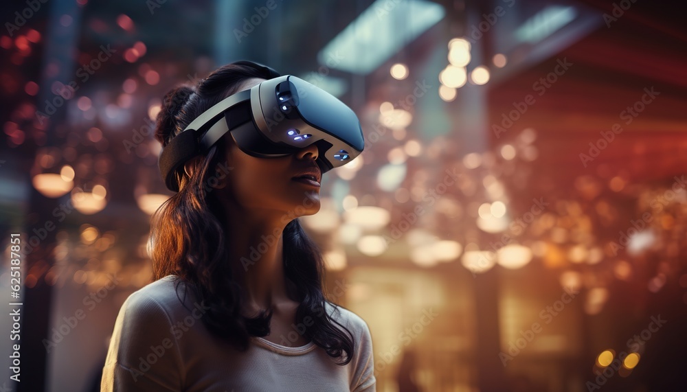 Fototapeta premium Adult man or woman using VR Technology
