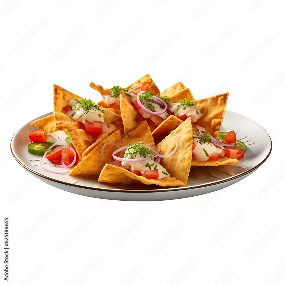 Nachos with sauce, beautiful on a serving plate, delicious and warm, transparent background Nachos with sauce, beautiful on a serving plate, delicious and warm, transparent background