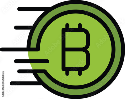 Bitcoin icon outline vector. Crypto btc. Coin mining currency color flat