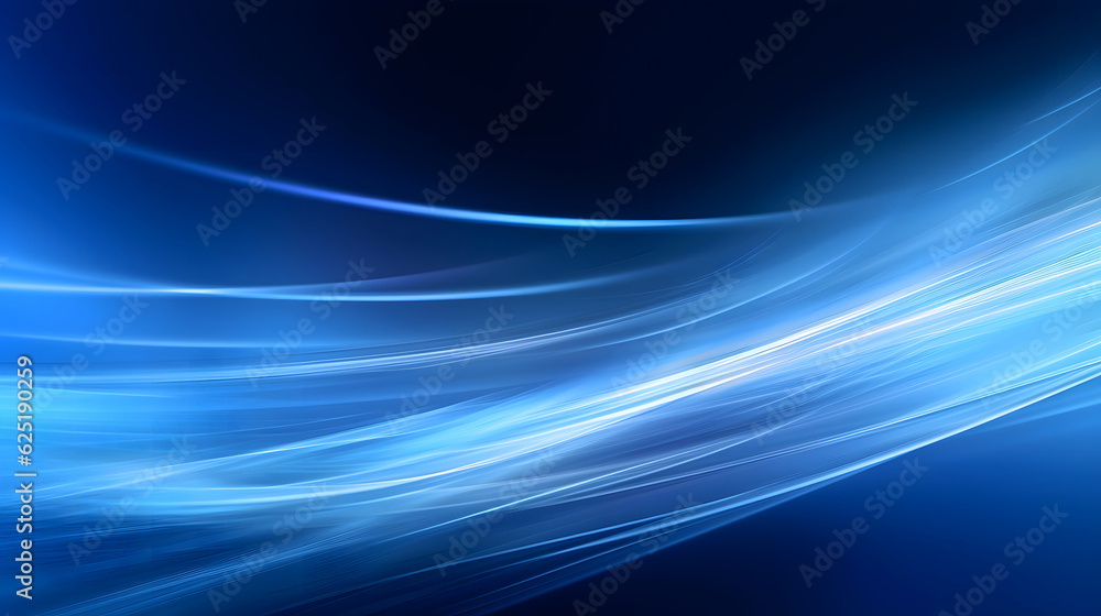Obraz premium Dark abstract background with glowing wave. Shiny moving lines design element. Modern purple blue gradient flowing wave lines. Blue Color, Generative AI