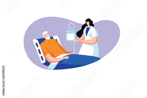 Intensive therapy room with bed, window and medical equipment.