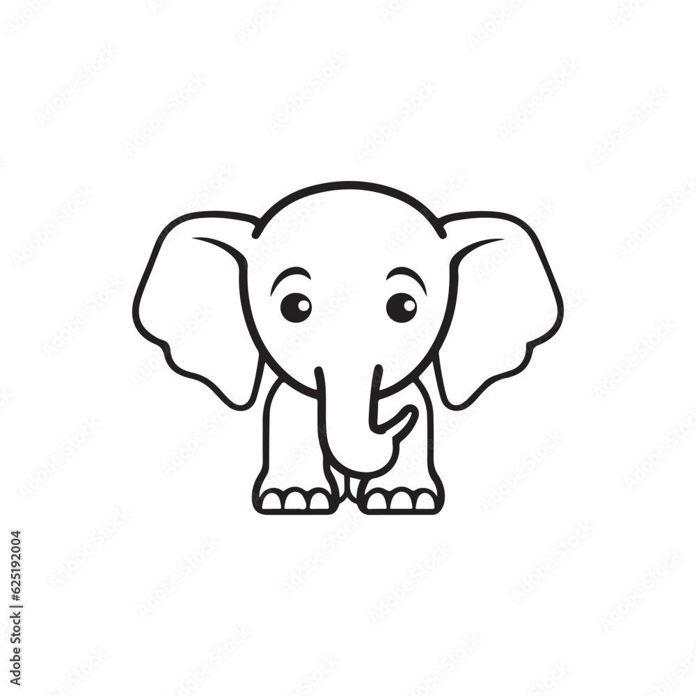 Elephant head logo vector icon illustration line outline monoline