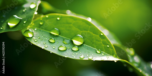 Water drops on green leaves Refreshing Raindrops: A Green Leaves Symphony 