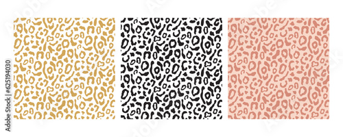 Black panther, leopard skin seamless pattern set