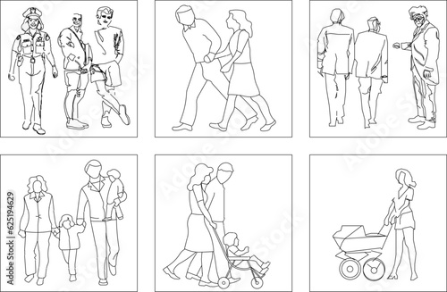 Sketch vector illustration design of people in box frames 