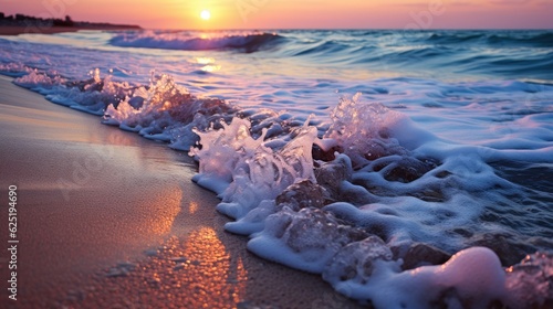 Violet sunrise ocean with v...
