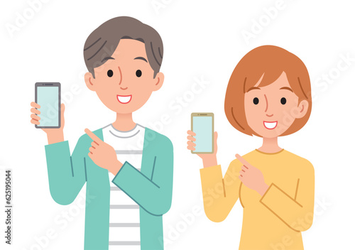 スマホを持つ男女
Men and women with smartphones