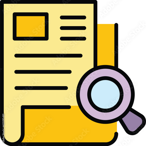 Cv analysis icon outline vector. Job curriculum. Review resume color flat