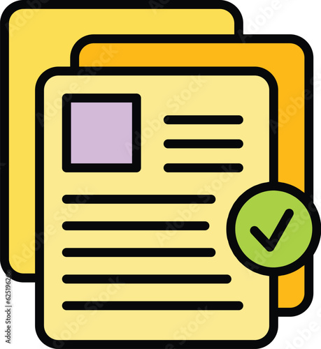 Job documents icon outline vector. Business document. Office design color flat
