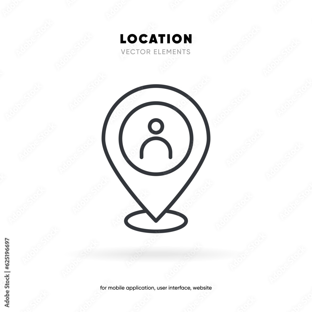 Target pin point icon. Red map location pointer icon symbol sign. Gps