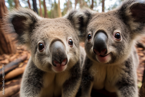 two koala in jungle. Generative AI. © Fahad