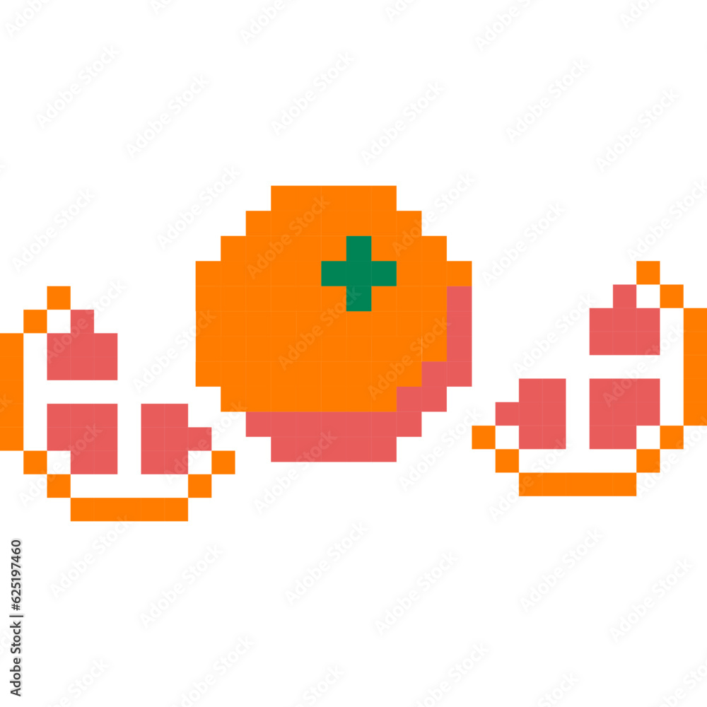 Fototapeta premium orange fruit cartoon icon in pixel style