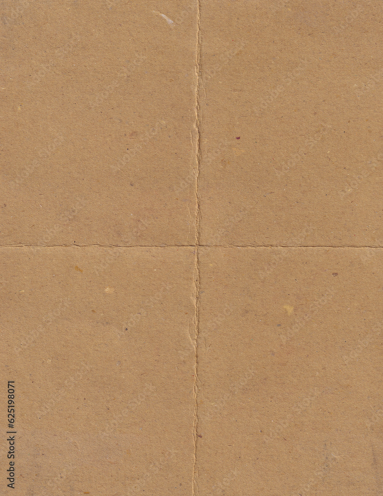 Fototapeta premium Brown carton with creases background. Textured paper with folded lines backdrop.