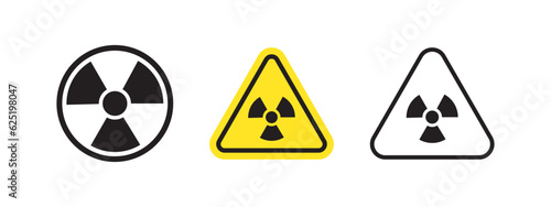 Signs of the threat of radiation. Warning sign. Caution signs. Vector scalable graphics