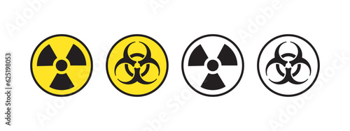 Round radiation and biohazard icons. Radiation signs. Warning sign. Vector scalable graphics photo