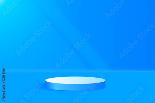 3D Podium Pedestal With Bue Background and Lighting