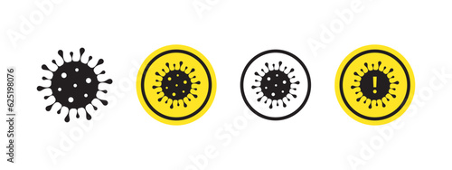 Signs of a pandemic. Round biohazard icons. Warning sign. Vector scalable graphics