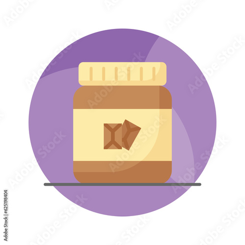 Chocolate spread jar icon isolated on white background. Cocoa sweet brown cream dessert for breakfast